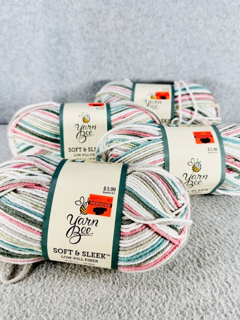 Yarn Bee Soft & Sleek Earthblossom Low-Pill Acrylic Yarn Lot of 4 Skeins